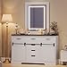 GAOMON 6 Drawers Dresser with Mirror for Bedroom, Makeup Vanity with Light Mirror, Farmhouse Modern Dressers, Chest of Drawers with Sliding Barn Doors for Bedroom, Living Room, White