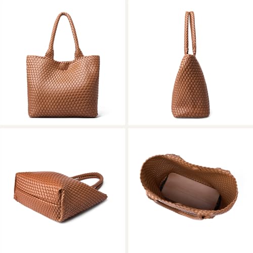 Image of MELOLILA Woven Leather Handbag - Large Tote Bag for Women - Fashion Vegan Leather Tote