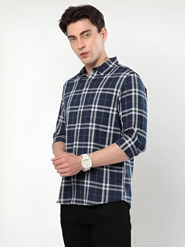 Image of GLORYBOYZ Men's Full Sleeve Checkered Casual Cotton Shirt S-2XL