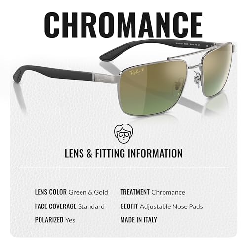 Image of Ray-Ban RB3737 CHROMANCE POLARIZED Rectangle Shape Sunglasses for Men & Women with Official Eyewear Kit