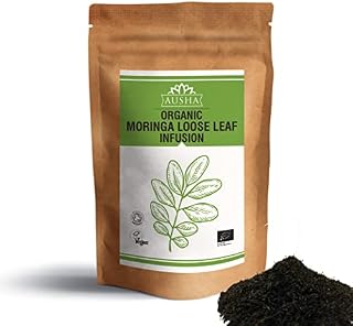 Ausha Organic Moringa Leaves Tea 100gm | Caffeine Free,Immunity,Alkaline | Detox,Fibre,Calcium |Loose Leaves