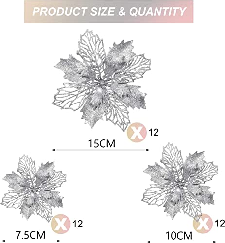 KAHEIGN 36Pcs Christmas Poinsettia Flowers - Image 3