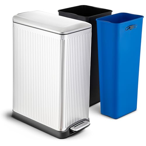Home Zone Living 13 Gallon Kitchen Trash Can with Dual Compartments by Home Zone Living - Used condition - US$77.10