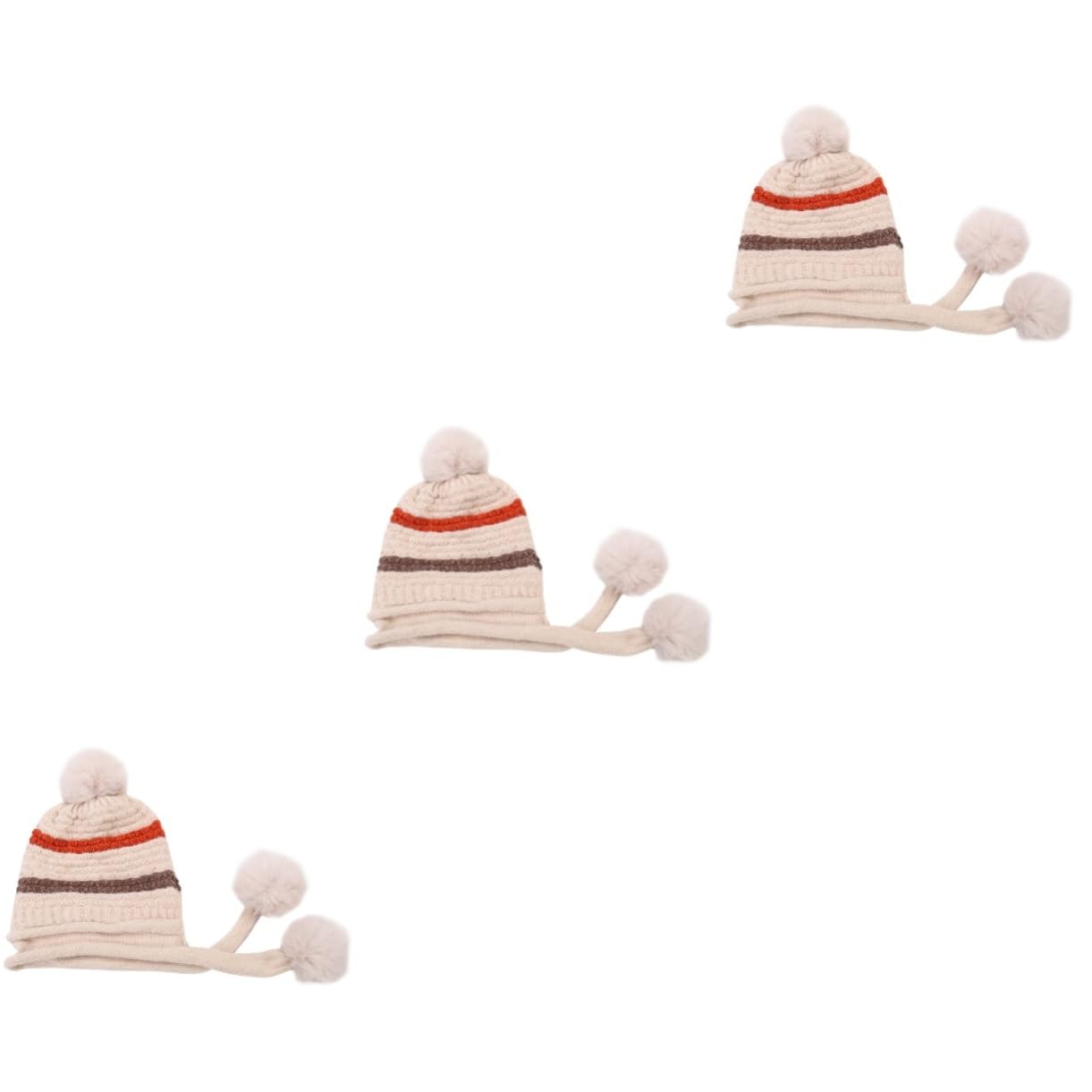 SHERCHPRY 3pièces Bonnet Laine pour Femmes Chapeau Hiver Chaud avec Pompons pour Ski Et Activités Extérieures Beige