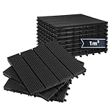 Montafox WPC Fliesen 30 x 30 cm 11 Stück / 1m² Anthrazit Terrassenfliesen Klicksystem Fliese Holzoptik Bodenbelag Klickfliesen Terrasse Balkon, Größe (Fläche):1 m² | 11 Fliesen, Farbe:Anthrazit