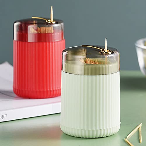 Automatic Toothpick Dispenser, 2023 New Toothpick Holder Dispenser, Automatic Tooth Pick Dispenser for Kitchen Restaurant, Sturdy Safe Toothpick Container Storage Box Toothpick Canister (Dark Green+Light Green) - Thumbnail 4