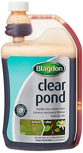 Blagdon Clear Pond Water Treatment 1 Litre Clears Dirty Green or Brown Cloudy Water Quickly Natural Wildlife Safe Harmless to Fish and Filter Bacteria 1L Treats 20 000 Litres of Water