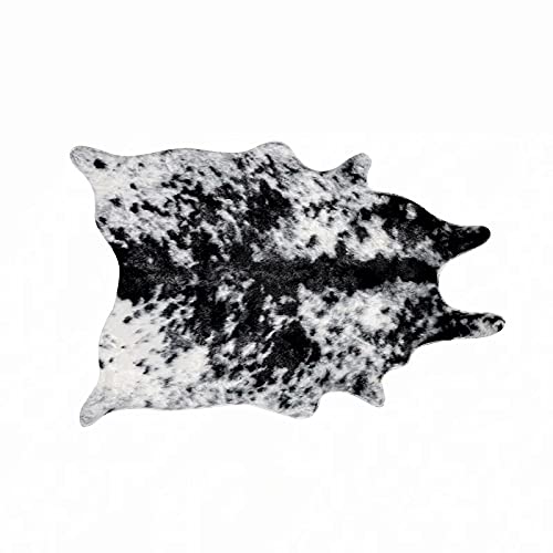 Tapis imprimé vache en fausse fourrure - 0,6 x 0,9 m - Tapis imitation peau de vache - Tapis imprimé animal pour la maison, le bureau, le salon, la chambre à coucher, noir et blanc