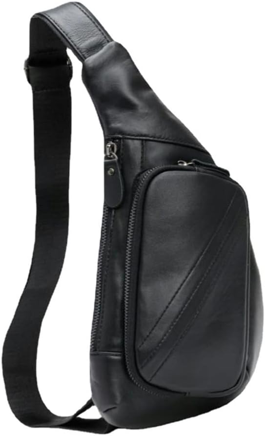 Men's Casual Chest Bag Top Layer Cowhide Crossbody Korean Shoulder