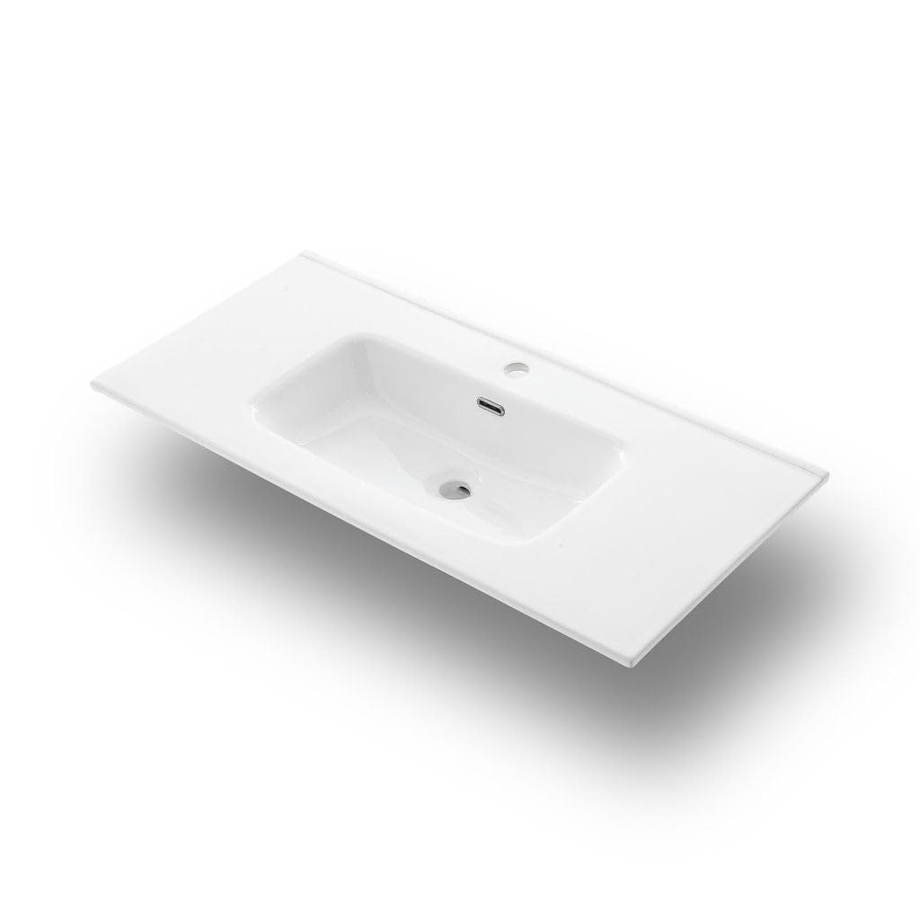 AQA DESIGN accessori casa composizione bagno, nr2 cassetti con scorrimento e chiusura soft close, maniglia a gola in melaminico, nr1 lampada led a - Bianco - 101x46,5x190 cm