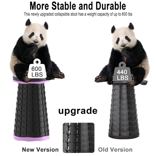 Image of 2026 Upgraded Portable Folding Stool, Collapsible Stools, 600lbs Max Weight, Lightweight But Sturdy, Telescoping Foldable Camping Stool for Outdoor Fishing Hiking Travel BBQ