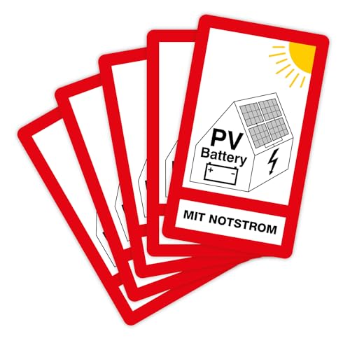 5 Stück – Aufkleber Brandschutzzeichen „PV-Anlage Battery...