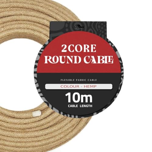 Image of LEDSone Hemp 18 AWG Fabric Covered Electrical Wire 32.8ft 2 Conductor Round Cloth Braided Lamp Cord 6mm Flexible Copper PVC Cable for Pendant Lights Chandeliers DIY Rewiring Indoor Projects