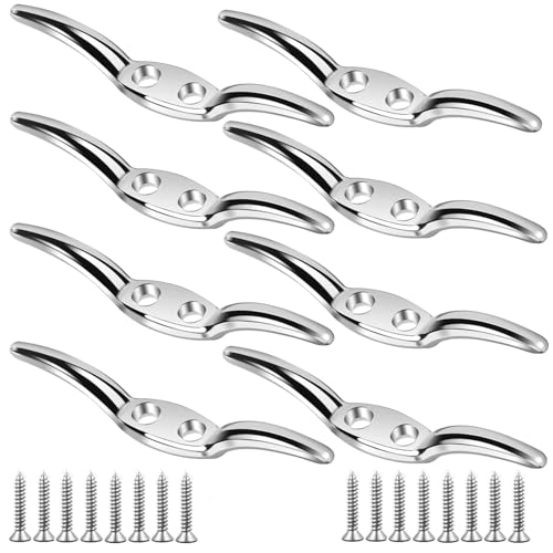 RMIURCO Boat Cleat, 4 6 inch Dock Cleat 316 Stainless Steel Marine Grade, Rope Cleat -Include Mounting Screws (2 1/2 inch- 8 Pack)