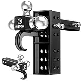 RISTOW Adjustable Trailer Hitches- Triple Ball Hitch (1-7/8', 2', 2-5/16'), Fits 2' Receiver & 6' Drop/Rise Hitch,18000 LBS Heavy Duty Truck and Solid Ball Mount