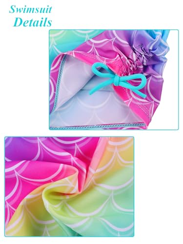 Image of Girls Rash Guard 2 Pieces Bathing Suit UPF50+ Swimsuit with Swimming Skirt Swimwear 2-14Y