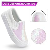 Kids Glitter Trainers Girls Canvas Sneakers Athletic Classic Walk Sport Pumps Light Slip on Outdoor Shoes GlitterWhite 6 - Image 2
