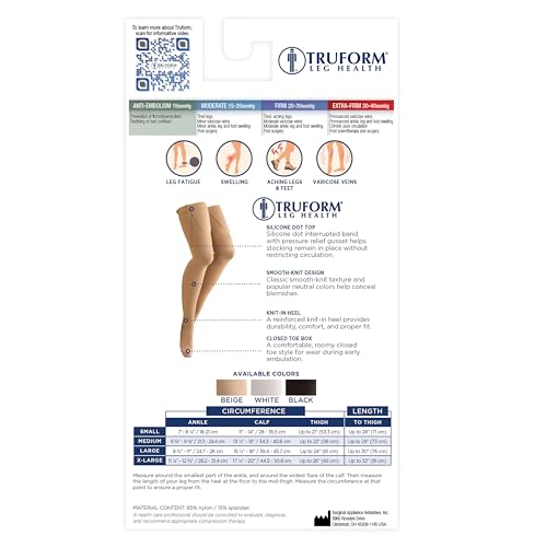 image for Truform Anti Embolism Stockings, Thigh High Post Surgery Recovery Hosp