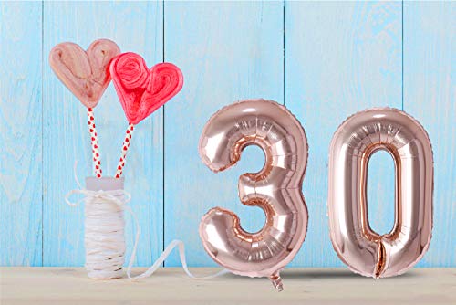 Image of Rozi Decoration Foil 16? Inch Rose Gold 30 Numbers Balloon For 30Th Birthday Decoration Items | 30 Anniversary Balloon Decoration | Thirty Number Balloons Pack Of 2 Pcs