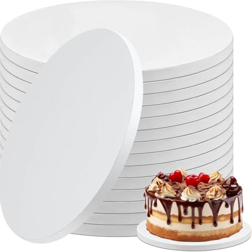 VEKLIQ (15 Piezas) Base para Tartas Redonda, Diámetro 25 cm x Grosor 12 mm, Bandeja Tarta de Cartón Blanca, Soporte para Tartas Reutilizable para Bodas, Cumpleaños y Fiestas, para Pasteles y Postres