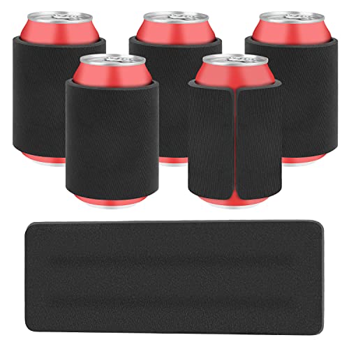 Desing Wish 12oz Standard Can Cooler Sleeve Cover Non-slip Drinks Cans/Bottles/Cups Sleeves Holder Strong Spring Slap Band Wrap for Beer/Soda/Ice Beverage 12oz and Above - 6 Pack (Black)