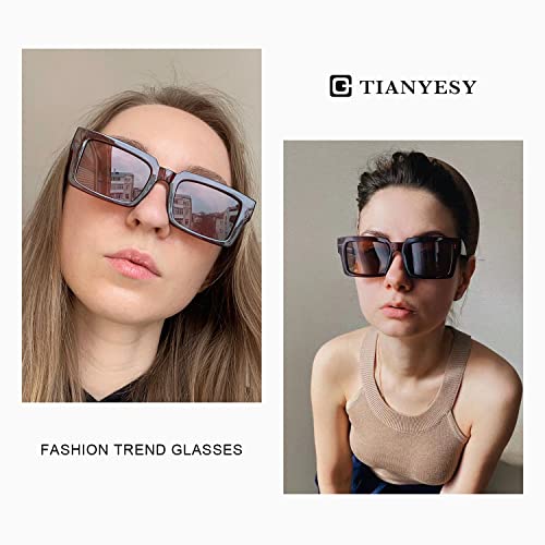 Tianyesy Minimalist Classic Design Fashion Uv400 Sunglasses Square Sun Glasses Unisex Ty2984 (Brown) #TOP2