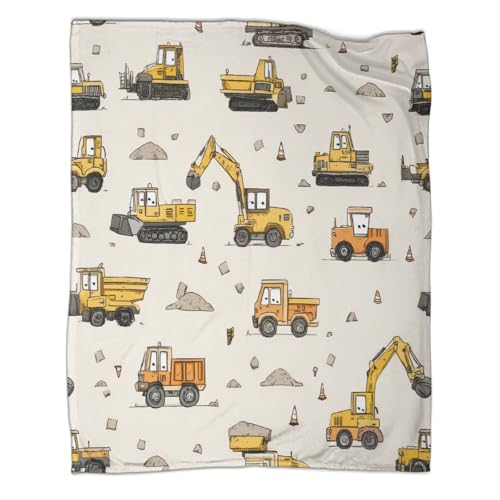 Couverture moelleuse 3D engins de chantier grand plaid microfibre 150x200 - 3