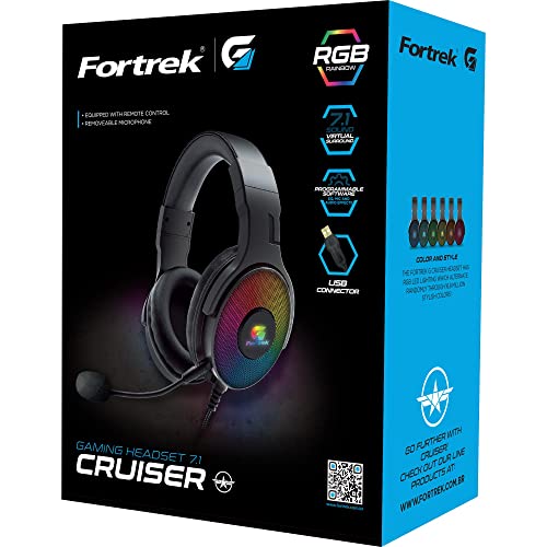 HEADSET GAMER RGB CRUISER 7.1 PRETO Fortrek G