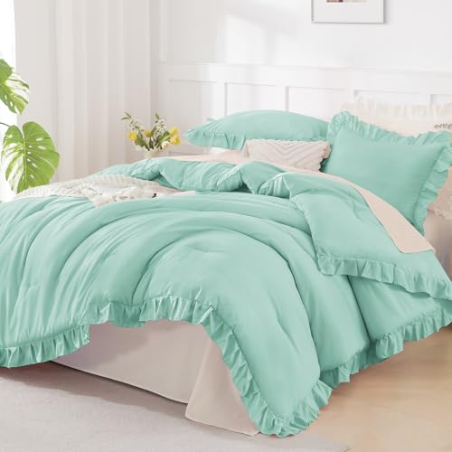 Andency Mint Green King Size Comforter Set, 3 Pieces Solid