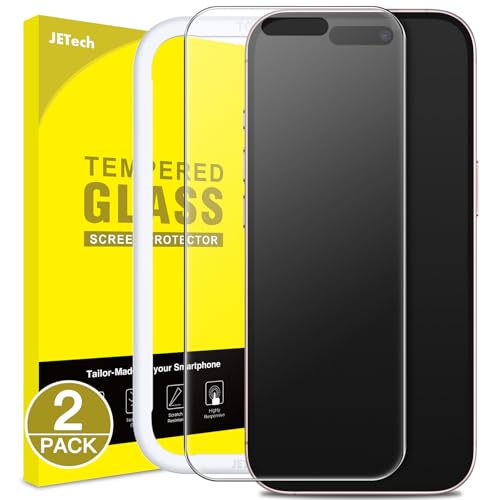 JETech Matte Screen Protector for iPhone 15 6.1-Inch, Anti-Glare 9H Tempered Glass Film, Anti-Fingerprint, Smooth Touch, Easy Installation, Case-Friendly, 2-Pack
