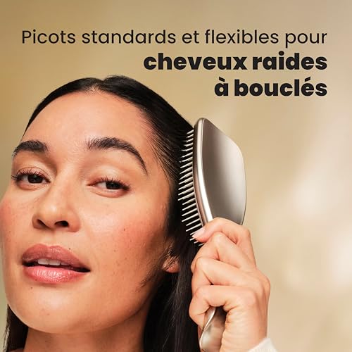 Tangle Teezer Ultimate Detangler, Brosse à Cheveux Démêlante pour Cheveux Secs et Mouillés, Picots à 2 Niveaux, Réduit la Casse, Élimine les Nœuds, Tous Types de Cheveux, Or Champagne Chrome – vue 4