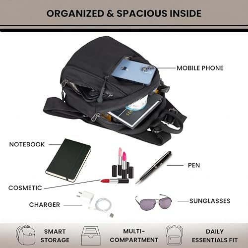 Image of TS WITH TECHSUN Women's Small Mini Backpack Purse | Water-Resistant Compact Bag for Travel, Casual Outings | Fits Only Essentials (L) 20 X (W) 14 X (H) 24 CM
