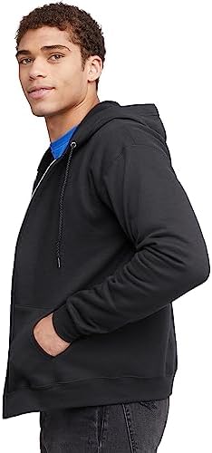 Hanes Mens Hoodie, Ecosmart Fleece Full-zip Zip-up Hooded Sweatshirt For Athletic-hoodies, Black, XX-Large US - 4