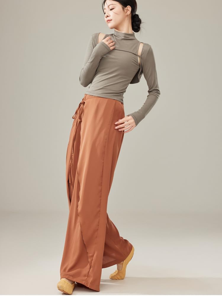 HEARTTOUCH Women Ballet Wrap Top Long Sleeve Bolero Shrug Athletic Tops Modern Dance Shirts Pullover Blouses Dancewear