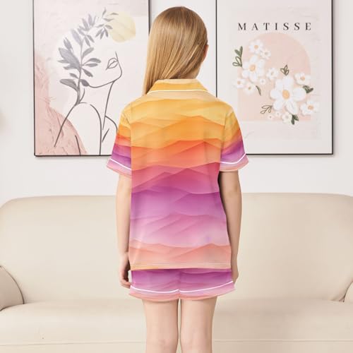 ALAZA Abstract Colorful Satin Pajamas Set Short Sleeve Button Down Sleepwear Summer Pjs 2 Piece4