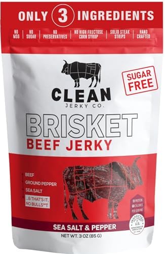Clean Jerky Co. Salt & Pepper Beef Jerky, Zero Sugar, High Protein, 3oz