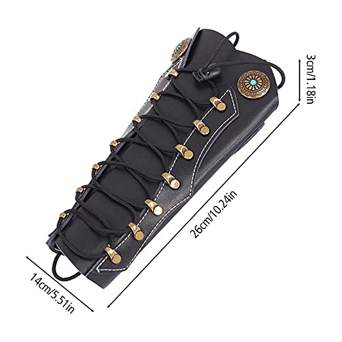 DONGKER Bogenschießen Armschutz, Traditioneller Mittelalter Armschoner, PU Leder Arm Rüstung Manschette, Zubehör für Bogensport