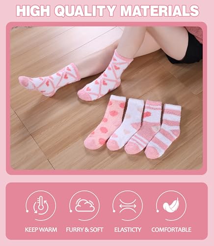 Image of LANLEO 5 /6 Pairs Womens Super Soft Fuzzy Plush Warm Winter Home Sleeping Slipper Socks
