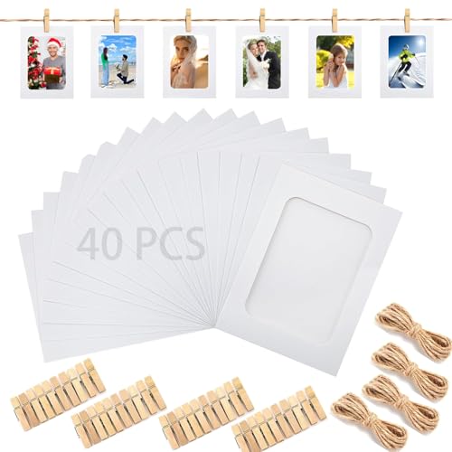 Quzyllic 40 Stück Fotogirlande, 6 Zoll Fotoleine mit Klammern 11x15 cm,...