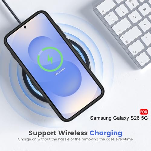Image of TheGiftKart for Samsung S26 Case, Hard Clear Back Cover Compatible with MagSafe, Non-Yellowing Back, Hybrid Protective Transparent Galaxy S26 Back Cover (PC & TPU, Black Sides)