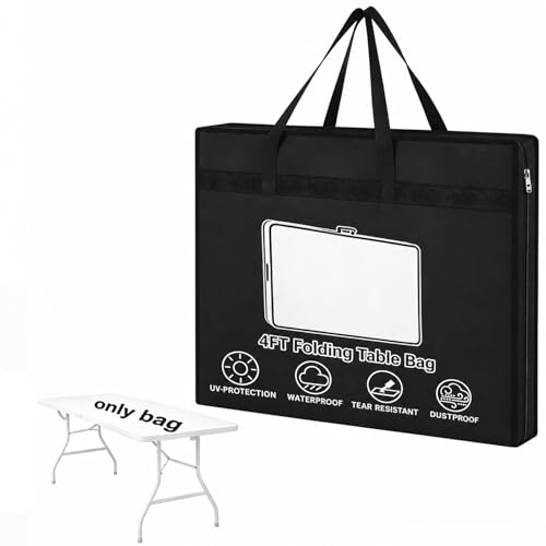 4/6 ft Black Waterproof 900D Folding Table Storage Bag,24.1”Dx24.1”Wx4.33”H