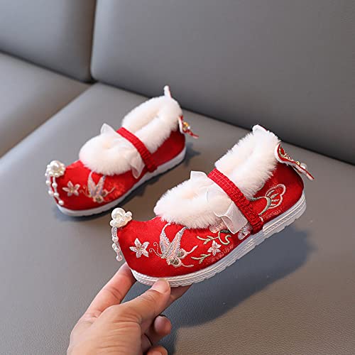 Plush Thickened Cotton Embroidered Shoes for Girls Chinese Calendar New Year Traditional Retro Velvet Snow Shoes2