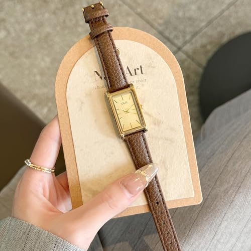 Image of Quartz Watch for Women, Lady Stylish Square Dress Watch with Leather Strap and Sapphire Crown