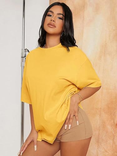 Image of KOTTY Women's Cotton Blend Solid Oversized T-Shirts