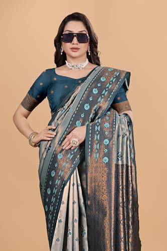 Image of Traditional Banarasi Silk 5.50 Meter Saree With 0.8 Meter Unstitched Blouse Piece For Wedding, Family Function, Festival And Special Occasion