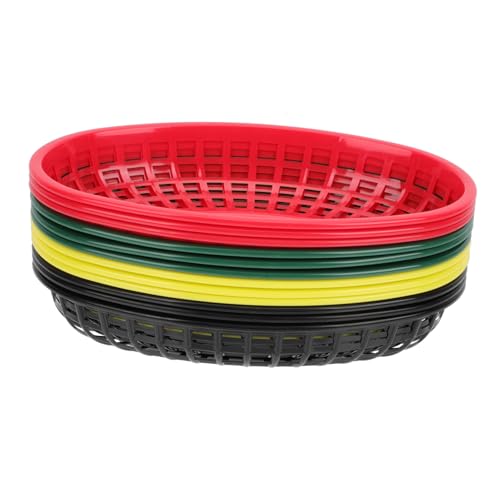 COLLBATH 12pcs Plastic Snack Baskets French Fries Fast Food Serving Trays for Home Restaurant Parties Convenient Storage for Fried Chicken Fish Balls More Random Color