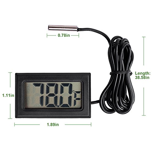 Qooltek Digital LCD Thermometer Temperature Gauge Aquarium Thermometer with Probe for Vehicle Reptile Terrarium Fish… - Image 6