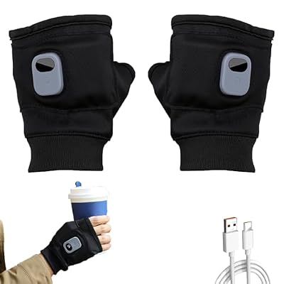 Rechargeable Heated Fingerless Gloves for Typing & Work – Wireless Hand Warmers, Fast Heating Gloves for Outdoor, Cycling, Skiing, Winter Cold Weather(Black)
