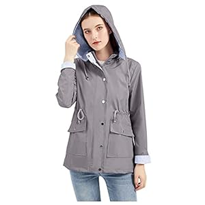Ladies Waterproof Raincoat with Removable Hood Outdoor Walking Hiking Coat Jacket Rain Gear Women