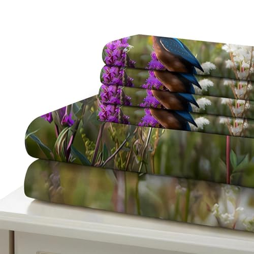Housse de couette 220x240 cerise imprimée 3D en microfibre résistante King - 7